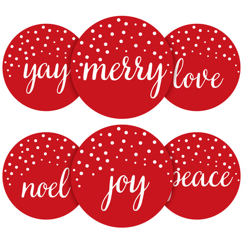 KINGLAKE GARDEN Christmas Stickers Happy Holiday Stickers Labels 2 Inch Large Joy Christmas Stickers 120Pcs Round Christmas Card Stickers Xmas Stickers for Envelope Seals, Card, Ornament (Joy)