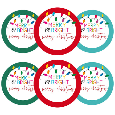 Christmas Stickers Merry Christmas Stickers Labels 2 Inch Large Merry and Bright Stickers 120Pcs Round Christmas Light Stickers Holiday Stickers Xmas Stickers for Envelope Seals, Card, Ornament