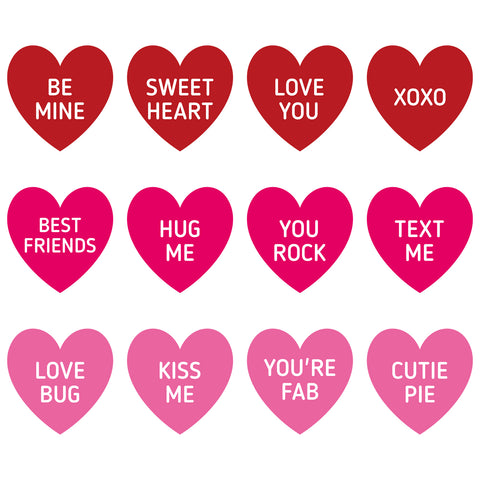 Valentine Candy Heart Stickers 480Pcs Valentines Conversation Hearts Stickers Valentines Day Stickers for Kids, 1.5 Inch Heart Shaped Stickers for Envelope Seals, Valentines Day Decorations