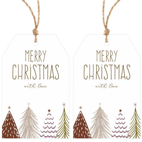 KINGLAKE GARDEN Christmas Gift Tags Merry Christmas Gift Tags with String 50 PCS Xmas Tree Gift Tags Holiday Tags Christmas Tags for Christmas Presents, Gift Wrapping (Christmas Tree)