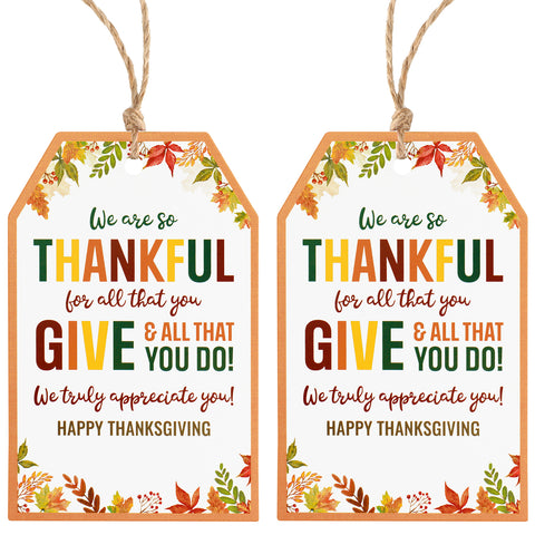 Fall Gift Tags Fall Maple Leaf Thank You Tags with String, 50PCS So Thankful Gift Tags Thanksgiving Gift Tags for Gift Bags, Gift Wrapping, Fall Thanksgiving Party Favors Decoration