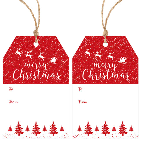 Christmas Gift Tags Merry Christmas Gift Tags with String 50 PCS Christmas Gift Name Tags Holiday Name Tags for Christmas Presents, Gift Wrapping, Christmas Decoration (Merry Christmas)