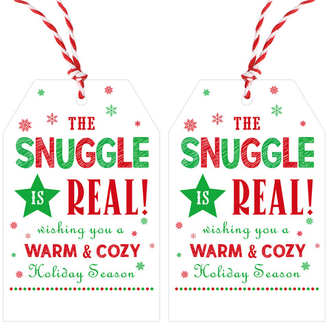 KINGLAKE GARDEN Christmas Gift Tags Warm and Cozy Gift Tags with String 50 PCS Holiday Season Gift Tags The Snuggle is Real Tags for Christmas Presents, Gift Wrapping (Holiday Season)