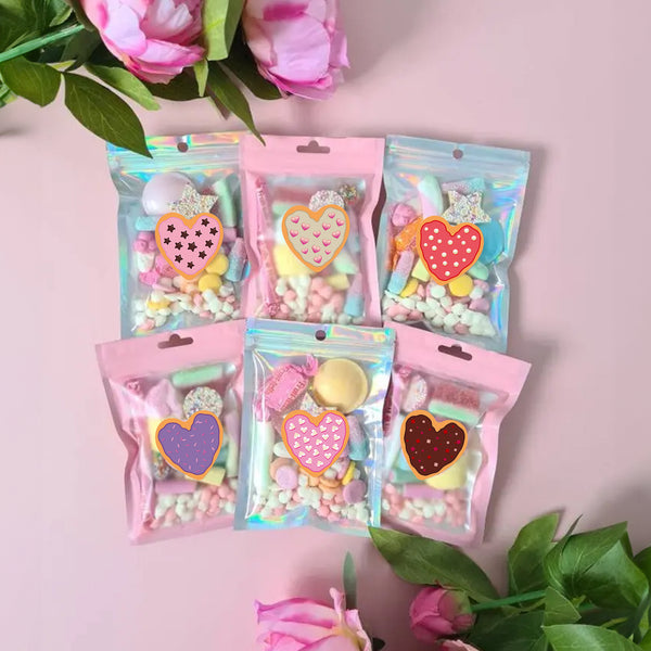 Valentine Candy Heart Stickers 480Pcs Valentines Day Stickers for Kids, Valentines Stickers Heart Dessert Stickers 1.5 Inch Heart Shaped Stickers for Envelope Seal, Valentines Day Decorations