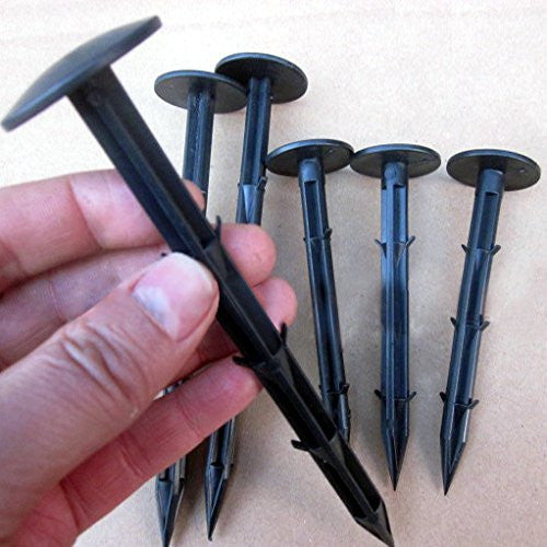 20Pcs 4 inch Sturdy Plastic Stakes Anchors Rustproof for holding Down Landscape Fabric Lawn Edging,Tents,Game Nets and Rain Tarps Black